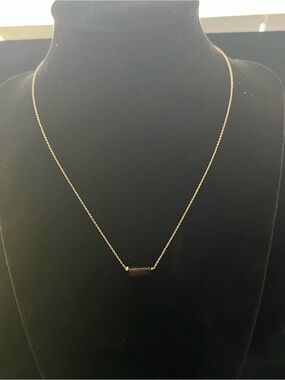Minimalist Amber Cylinder Bead Necklace | Gold Tone Adjustable Chain